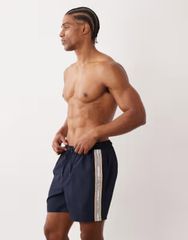 캘빈 클라인 남성 수영복 반바지 반바지 반바지 로고 Calvin Klein taped logo drawstring swim shorts in dark Shorel