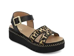 ミア レディース シューズ サンダル プラットフォーム MiaJaiden Platform Sandal TanBlack Leopard Print ブラック