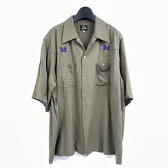 【中古】Needles S/S COWBOY ONE-UP SHIRT R/PE Twill サイズXL カーキ KP383 背中汚れ有 ニードルズ[17]