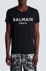 バルマン メンズ トップス Tシャツ ロゴ グラフィック Balmain Logo Graphic TShirt Eablack White ホワイト
