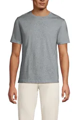 ランズエンド メンズ トップス Tシャツ コットン Lands End Short Sleeve Cotton Supima Tee Gray Marble Heather グレー