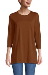 ランズエンド レディース トップス シャツ コットン Lands End 34 Sleeve Cotton Supima Tunic Rich Ginger Brown ブラウン