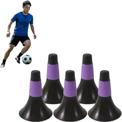 ideamall コーン トレーニング用リップコーン マーカー 持ち運び簡単 基礎トレーニング ラバーグリップ 掴みやすい 倒れにくい 5個セット (パープル)