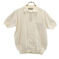 Aquascutum アクアスキュータム 半袖 ニット ポロシャツ M ホワイト レディース 古着
