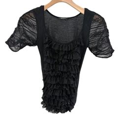 ローズ バッド ROSE BUD BUD レースフリルTシャツ Fサイズ ブラック LCT-101122 レディース