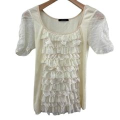 ROSE BUD レースフリルＴシャツ Fサイズ ホワイト LCT-101122 レディース