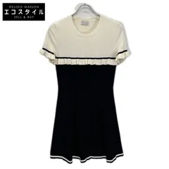 RED VALENTINO　レッドヴァレンチノ　ホワイト×ブラック ニット フリルワンピース　M