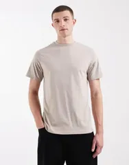 エイソス メンズ トップス Tシャツ クルーネック ASOS DESIGN Essentials crew neck tshirt Crockery ベージュ
