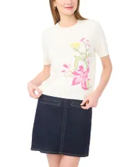 ヴィンスカムート レディース アウター ニット・セーター クルーネック プリント レース VINCE CAMUTO Placed Print Crewneck Sweater Antique Whit