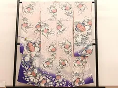 平和屋着物■豪華振袖　源氏車牡丹文　暈し染め　銀彩　正絹　逸品　BAAY4574hv
