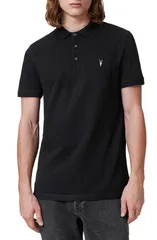 オールセインツ メンズ トップス ポロシャツ コットン AllSaints Reform Cotton Piqu Polo Black ブラック
