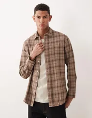 セレクティッド メンズ トップス シャツ Selected plaid long sleeve shirt Savannah Tan タン