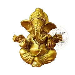 【新品】 ゴールドガネーシャ 置物 インドの神様 象 金主ガネーシャ像 インド 象神彫刻ガネーシュ 象神樹脂置物彫刻 風水置物 卓上インテリア 開運 金運アップ 商売繁盛 (S)