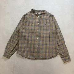 U.S. POLO ASSN. （ユーエスポロアッスン）【美品】 長袖シャツ チェック柄 フリルネック レディース フリーサイズ カジュアル 大人かわいい コットン100% PLL01701WG