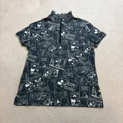Disney SPORT×Munsingwear （ディズニー スポーツ×マンシングウェア） デサント 【美品】 半袖シャツゴルフウェア スポーツウェア キャラクター ミッキーマウス 日本製 コットン混 レディース Lサイズ DCL1515 10S J-KH