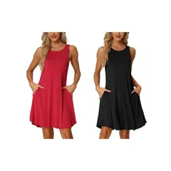 インスパイア シック レディース アンダーウェア ナイトウェア シャツ ノースリーブ INSPIRE CHIC 2 Packs Womens Nightshirt Sleeveless Tank Dr
