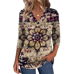 ジーグー レディース トップス Tシャツ Vネック ブラウス Zeagoo Cute Summer Boho Tops for Women V Neck Long Sleeve Blouseshirt