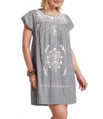 フランセスバレンタイン レディース トップス ワンピース ギンガムチェック ミニ ギンガム FRANCES VALENTINE Camilla Gingham Poplin Scoop Neck Sh