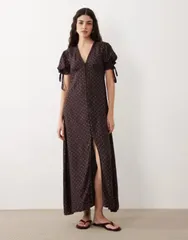 ミスセルフフリッジ レディース トップス ワンピース ドット柄 ドット マキシ Misselfridge spun button up maxi tea dress in polka dot Polk