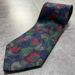 【LANVIN】ランバン 花柄ネクタイ フローラルモチーフ グレー レッド ブルー グリーン クラシック シルク100% メンズ