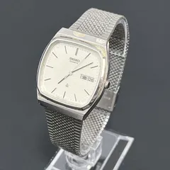 【SEIKO】セイコー 5933-5040 クォーツ 腕時計 メンズ デイデイト スクエア シルバー文字盤 メタルメッシュベルト 3針 レクタンギュラー