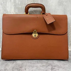 【BURBERRY】バーバリー ビジネスバッグ ブリーフケース ネームタグ付き 本革 レザー ブラウン ゴールド金具 メンズ 書類鞄 ハンドバッグ
