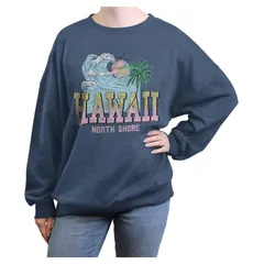 アンブランデッド レディース トップス Tシャツ グラフィック Unbranded Juniors Hawaii North Shore Oversized Graphic Pullover Blue
