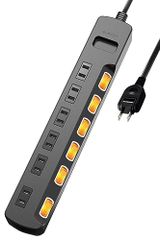 3m 雷ガード 6個口 個別スイッチ ほこりシャッター付 電源タップ 耐熱 PSE技術基準適合 エレコム ブラック T-K6A-2630BK