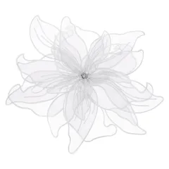 ホワイト 24×24cm ブローチ レディース ポリエステル 花