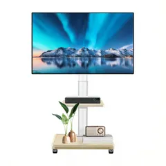 ★新品★テレビスタンド テレビ台 キャスター付き 壁寄せスタンド ハイタイプ 32?75インチ 左右30°首振り可能 木製台座 耐荷重40kg 移動便利 VESA規格対応 家庭 オフィス用（横200?600mm、縦100?400mm） (イエ c1721a62