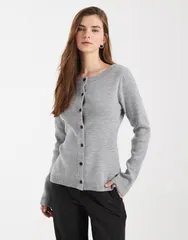 エイソス レディース アウター カーディガン ニット ASOS DESIGN knit cinch boat neck cardigan Gray グレー