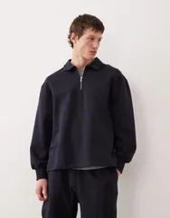 エイソス メンズ アウター パーカー・スウェット シャツ ASOS DESIGN oversized heavyweight collared sweatshirt with zip Deep wel