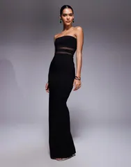 ベスパー レディース トップス ワンピース メッシュ マキシ Vesper bengaline bandeau mesh panel detail maxi dress Black ブラック
