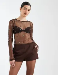 エイソス レディース ボトムス ハーフパンツ・ショーツ ショートパンツ ASOS DESIGN clean waistband tailored micro shorts in chocolate B