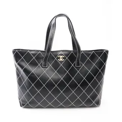 シャネル CHANEL トートバッグ ワイルドステッチ ブラック レザー ワイルドステッチ トートバッグ レディース Used A