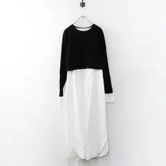エンフォルド ENFOLD Firm Wool Combination DRESS ドッキングワンピース 36｜ホワイト ブラック トップス ドレス【2400015137834】