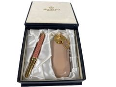 DD　未使用　ミキモト　MIKIMOTO　コンパクト/携帯　1Pパール付　リップブラシ　ミラー/手鏡　セット　ピンク系×ゴールドカラー　送料無料