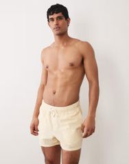 ASOS Men's Swimwear Half Pants/Shorts ASOS DESIGN seersucker swim shorts in short length in yellow stripe