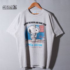 90s USA製 1995年製 スヌーピー Snoopy Tシャツ L グレー ヴィンテージ vintage シングルステッチ Velva Sheen ベルバシーン ピーナッツ アニメT キャラT SPACE CENTER USA アメリカ古着 d2015