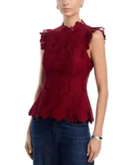 アクア レディース トップス シャツ コントラスト レース AQUA Contrast Lace Top Wine ワイン
