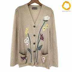 #anc サイトウトヨコ 斉藤都世子 カーディガン ベージュ ボルドー 白 黄 緑 ニット ラメ 花柄 レディース [1026323]