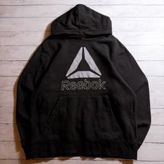 【人気ブランド】REEBOK Hoodie リーボック ブラック ビッグロゴ グラフィック プルオーバーパーカー スポーツMIX 古着 #R6384