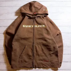 【人気ブランド】QUIKSILVER Hoodie クイックシルバー ブラウン ロゴ ジップアップパーカー サーフ ストリート 古着 #Q4307