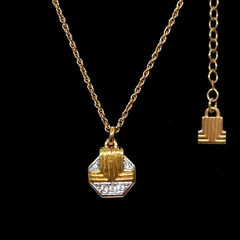 美品★ LANVIN ランバン ネックレス ロゴ ゴールド ラインストーン ヴィンテージ