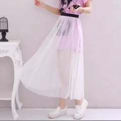 【在庫処分】無地メッシュスカート レディース 透け感 軽やか 美シルエット 秋コーデyu1
