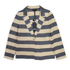 GIORGIO ARMANI ジョルジオアルマーニ ボーダー テーラードジャケット RAG07JRABRJ レディース 44 ベージュ グレー 中古