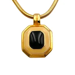 Christian Dior クリスチャンディオール ネックレス ペンダント ゴールド ブラック オクタゴン 希少 【bh3】