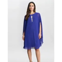 ジーナバッコーニ レディース トップス ワンピース シフォン ケープデザイン キャップ ケープ Gina Bacconi Laura Chiffon Cape And Beaded Neck Dres