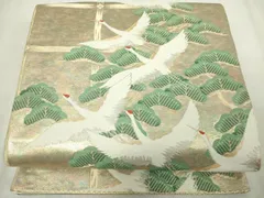 平和屋着物◎六通柄袋帯　飛鶴松文　豊匠錦　金銀糸　引箔　正絹　逸品　DABJ4205cd