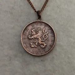 チェコのライオンの国章コインネックレス